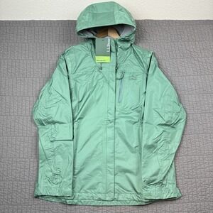 LL Bean Rain Jacket Women's Large Green Trail Model Waterproof Outdoor NWT